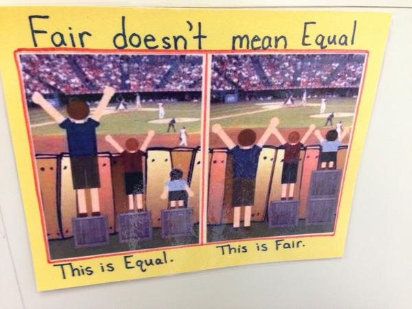 danieldmccabe's tweet photo. equal ≠ fair #edchat #satchat http://t.co/sQ8AlrLjE7