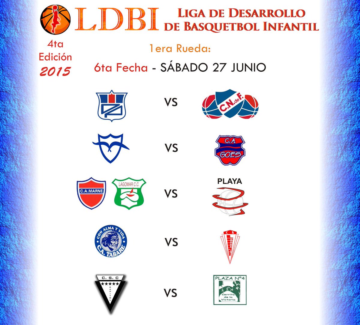 LIGA de DESARROLLO de BASQUETBOL INFANTIL 2015 
FECHA 6