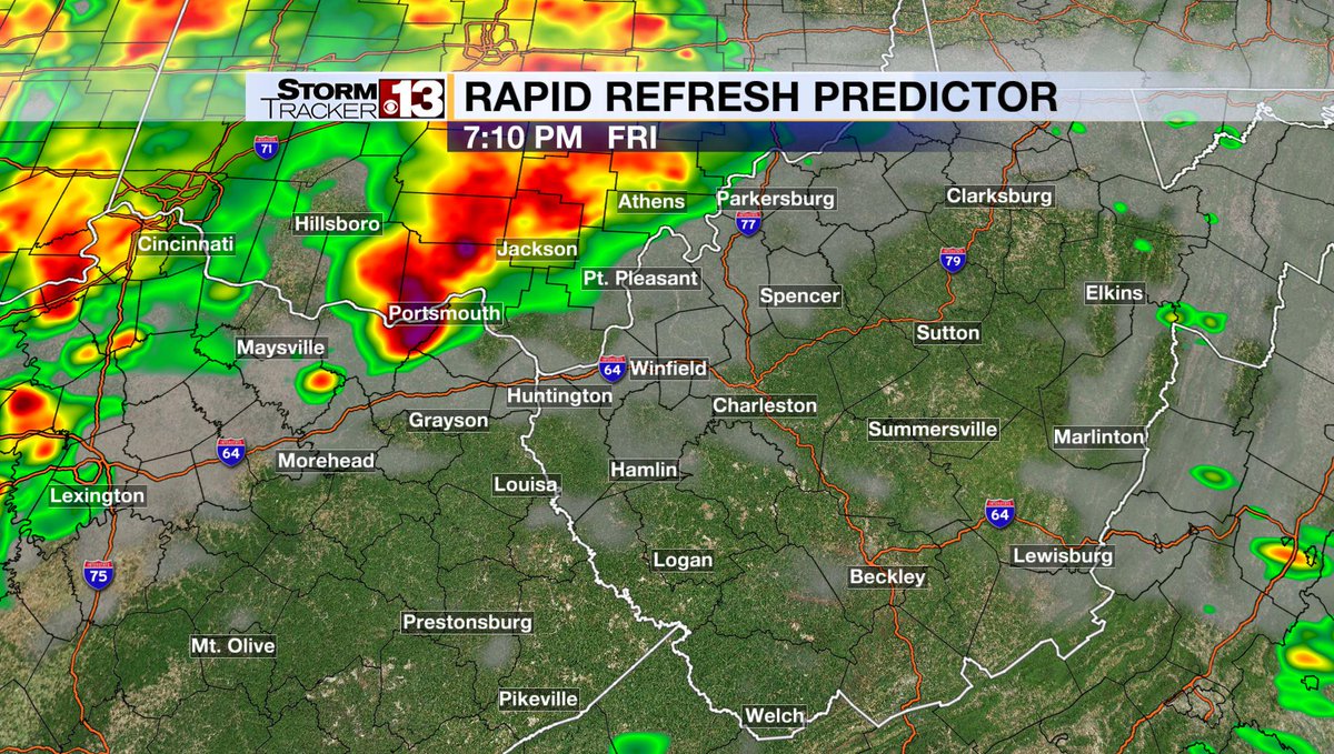 SpencerWeather's tweet image. Radar at 2:25pm and HRRR model guidance for strong to severe storms tonight