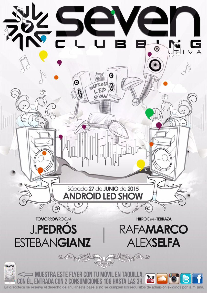 RamonRrppSeven's tweet photo. Sábado 27 en @sevenxativa #ANDROIDLEDSHOW. Apuntate📝 en mi lista vip📝 por 6€ + 1copa🍹 hasta las 3:00h. 👉📱678 604 228 http://t.co/9nt1r2uRfs