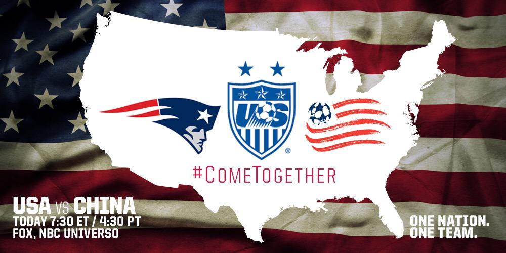 Good luck to the #USWNT tonight from all your friends in Foxboro!

#USA
#ComeTogether
#OneNationOneTeam
