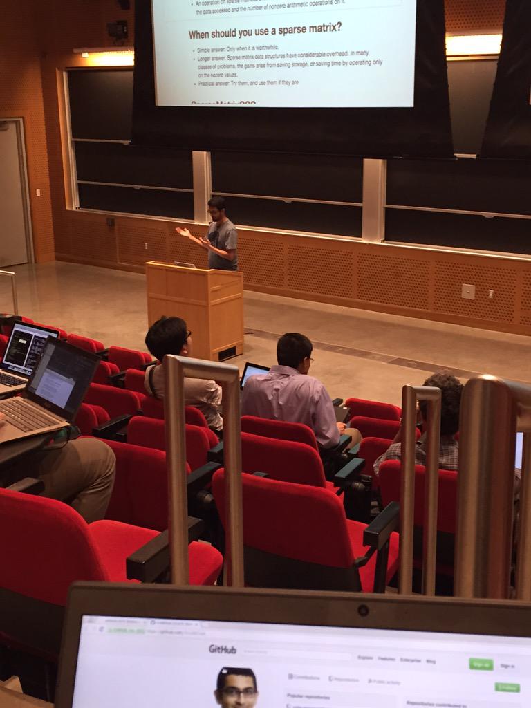 dontusethiscode's tweet photo. Celeb spotting, @JuliaLanguage edition: @Viral_B_Shah, core contributor &amp; Julia Computing cofounder! #juliacon2015 http://t.co/MUIh9C7foT