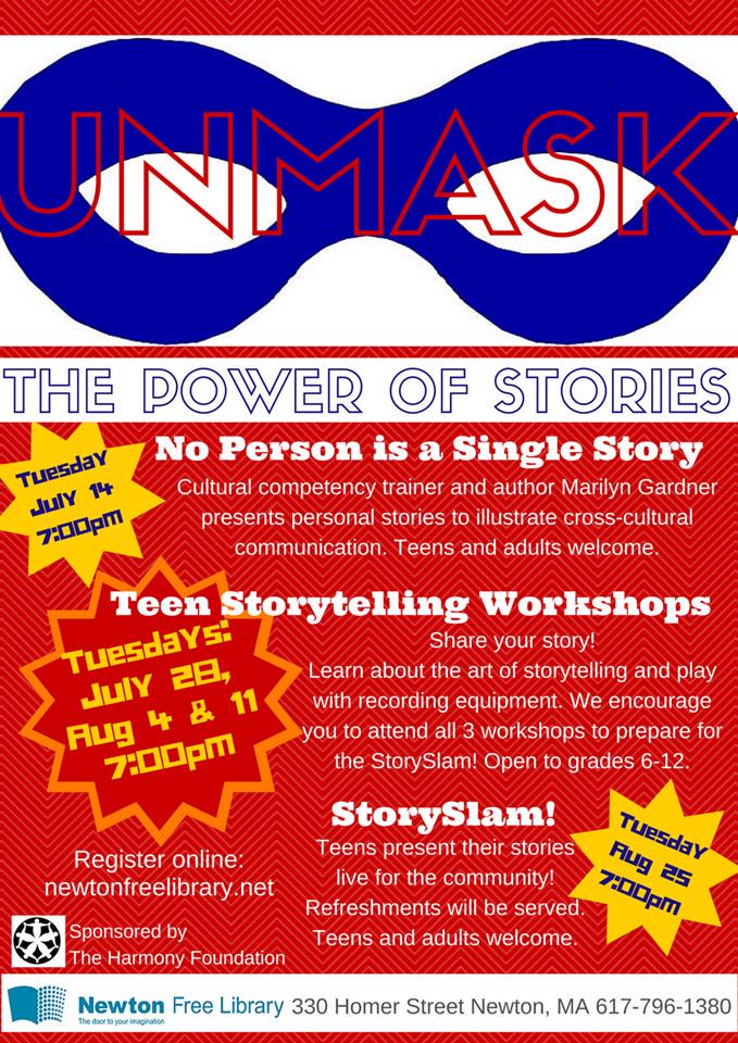 Don't forget about the storytelling program at the <a href="/NewtonFreeLib/">Newton Free Library</a>, August 4th and 11th at 7:00pm