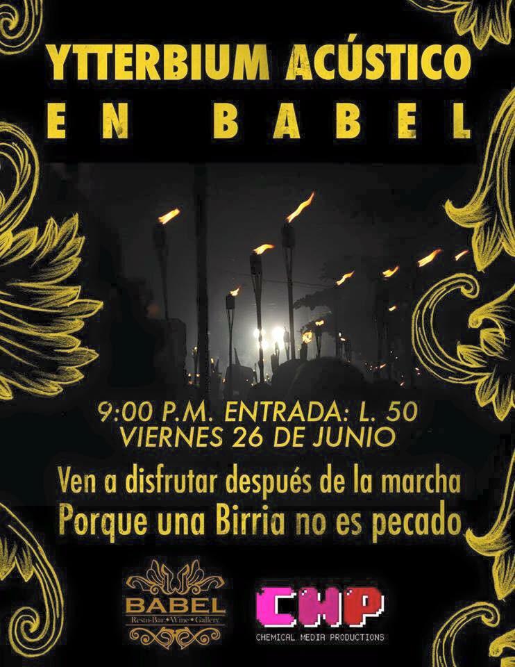 musicindustryH's tweet photo. @ytterbiumsound Acústico !!!! Hoy @babel_hn #Tegucigalpa 9pm #acompañalos http://t.co/zpLXXixJuH