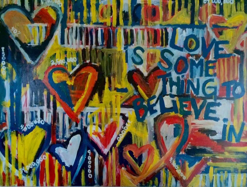 Sohagallerystl's tweet photo. Artist @MeganRieke12 painting up celebrating #SCOTUS decision for marriage equality! #LoveWins @pridestl #LoveIsLove http://t.co/0uMBDK5Xlq