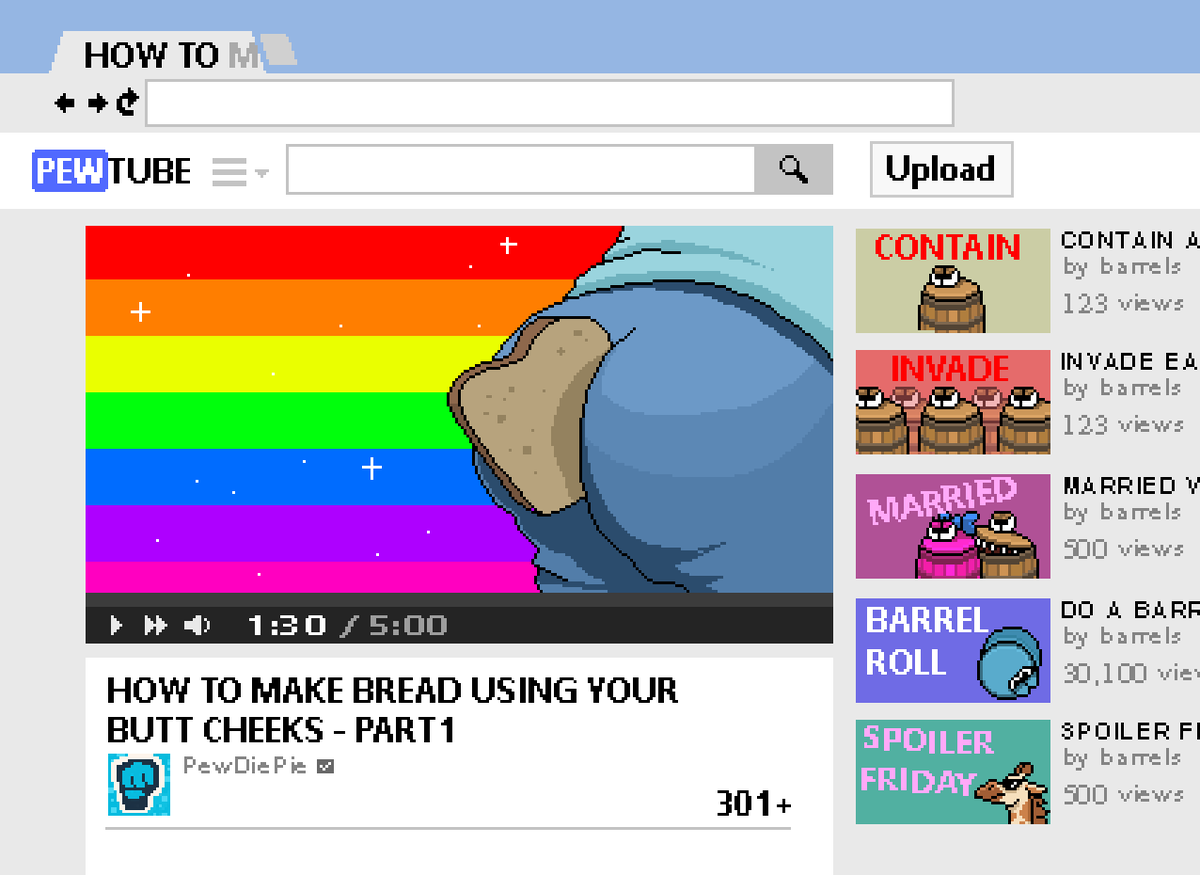 Outerminds's tweet photo. OH NO!! Barrels took over PewTube!!! #SpoilerFriday #brosmakesagame @pewdiepie http://t.co/jC7xvCeVou