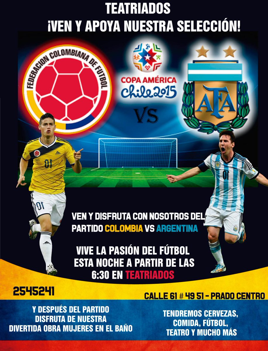 Teatriados's tweet photo. ¡Apoyemos a nuestra selección!
Hoy desde las 6:30 p.m. vive la pasión del fútbol en teatriados
los esperamos
2545241 http://t.co/1vnRoQj6hX