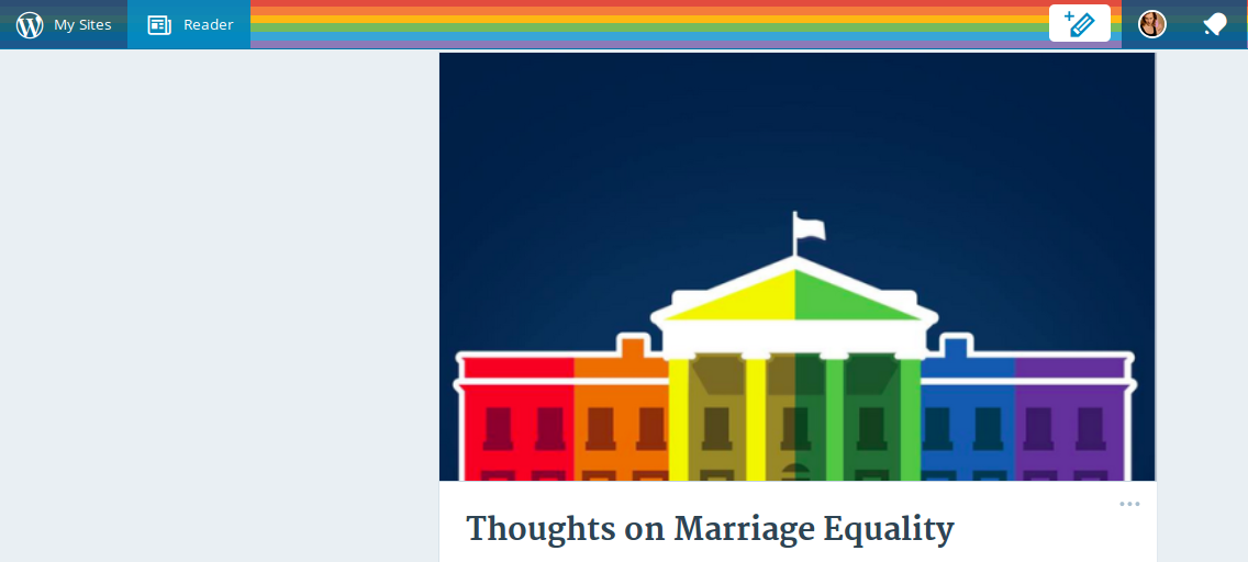 wordpressdotcom's tweet photo. Proud to support equality. #LoveWins http://t.co/7O4MKW8p6z