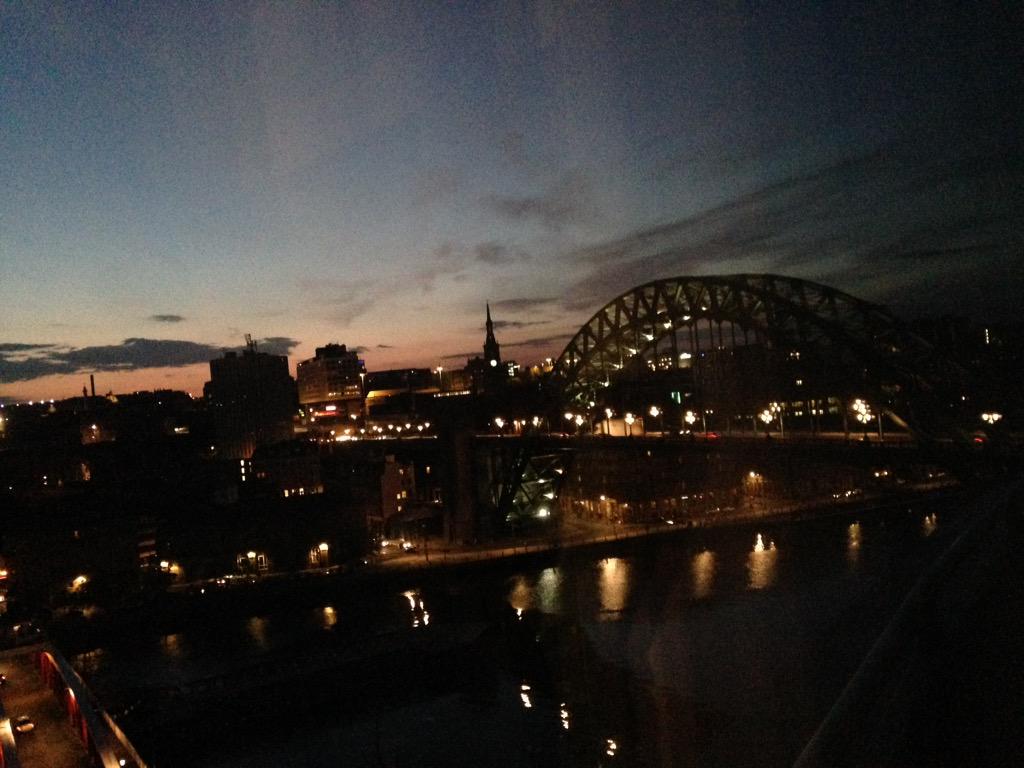 RealGeoffBarton's tweet photo. The view from here: Newcastle shimmers in the late evening light #nate2015 http://t.co/11b1wb2Xer