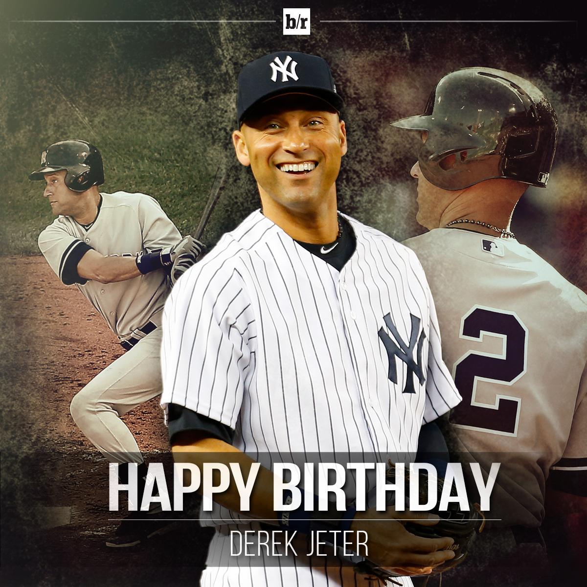 BleacherReport's tweet photo. Happy 41st birthday to Captain Clutch, Derek Jeter! http://t.co/bvBTHtW2qW