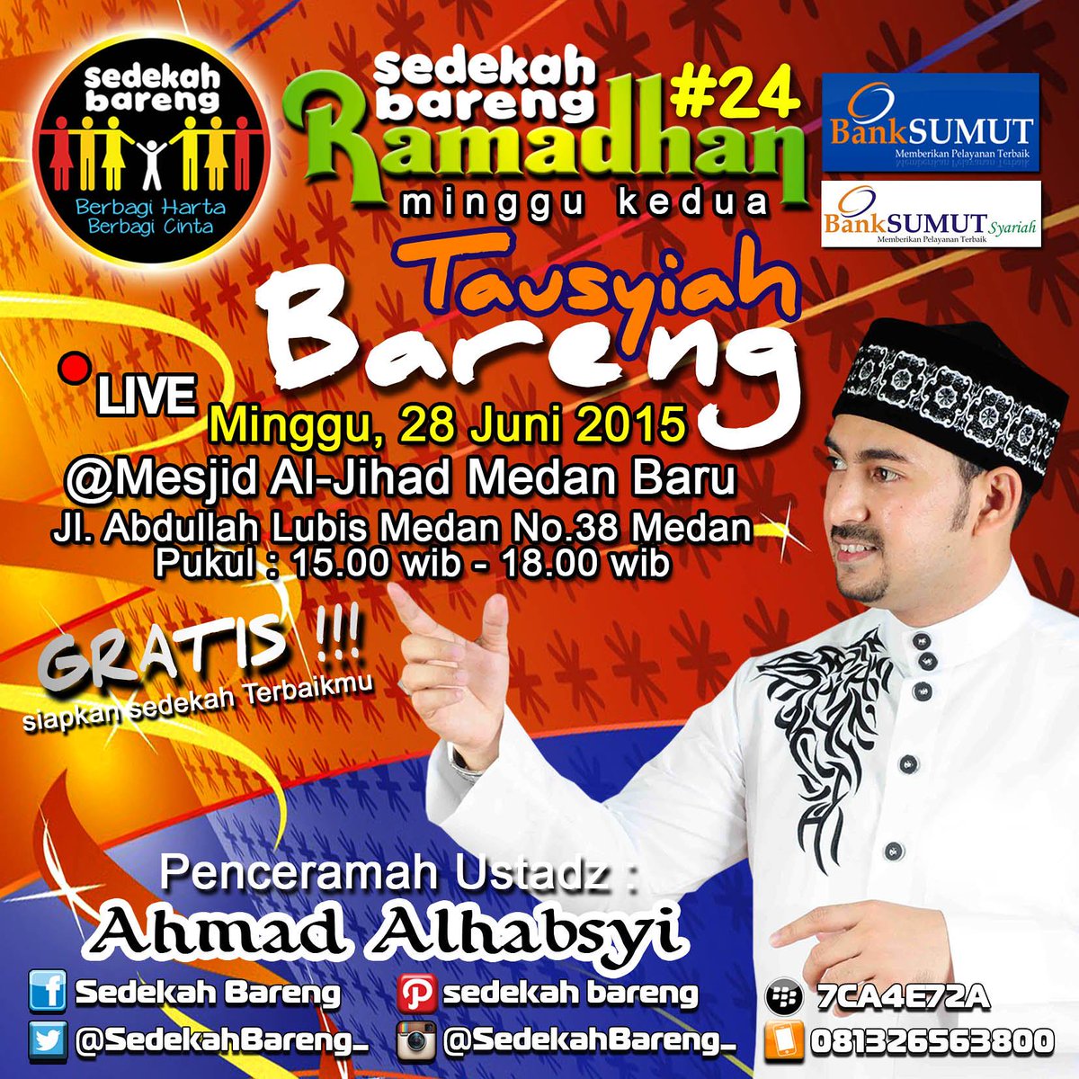 SedekahBareng_'s tweet photo. BESOK!Tausyiah Bareng Ust.@ustad_alhabsyi ,28jun2015,jam3sore,@ MasjidAljihadMedanBaru.Sila merapaats :) cc @mcdeenee http://t.co/WjernFzlge