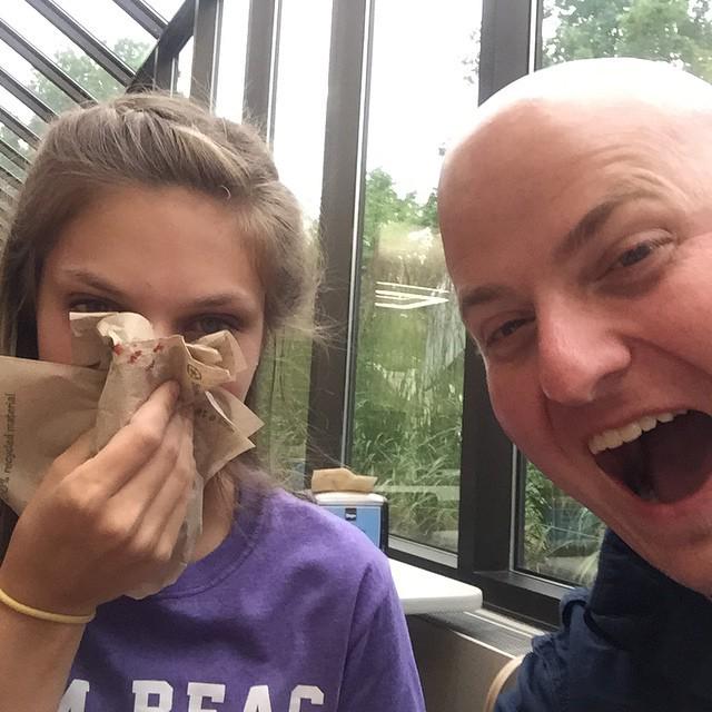 tylerash's tweet photo. @ashlynn_mcmillan laughed so hard at dinner that she had a nosebleed. #LifeLessons #DontTa… http://t.co/cn4BoH1xOW http://t.co/6lFZ1wM3Bt