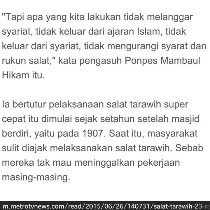 Rekor! Salat Tarawih 23 Rakaat hanya 7 Menit! #BulanPuasa