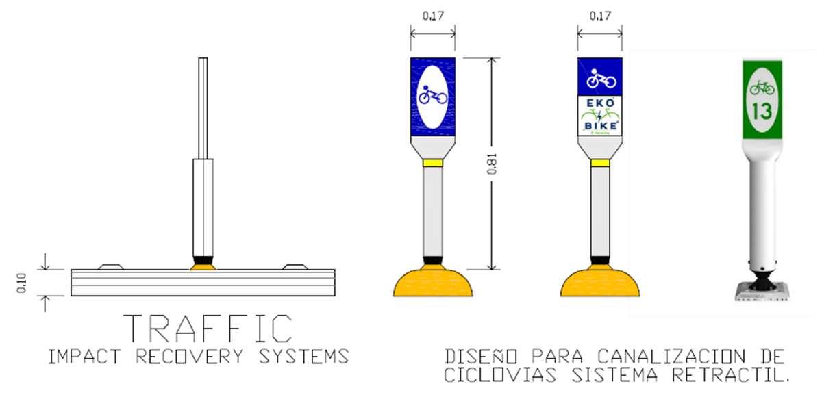 road signs with impact recovery system for bike lanes in torreon, coah. mex #TRC2015 <a href="/ImpactRecovery/">Impact Recovery</a>