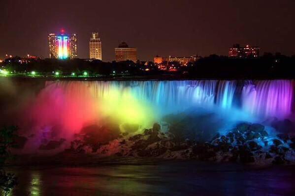 Niagara Falls in rainbow colors
