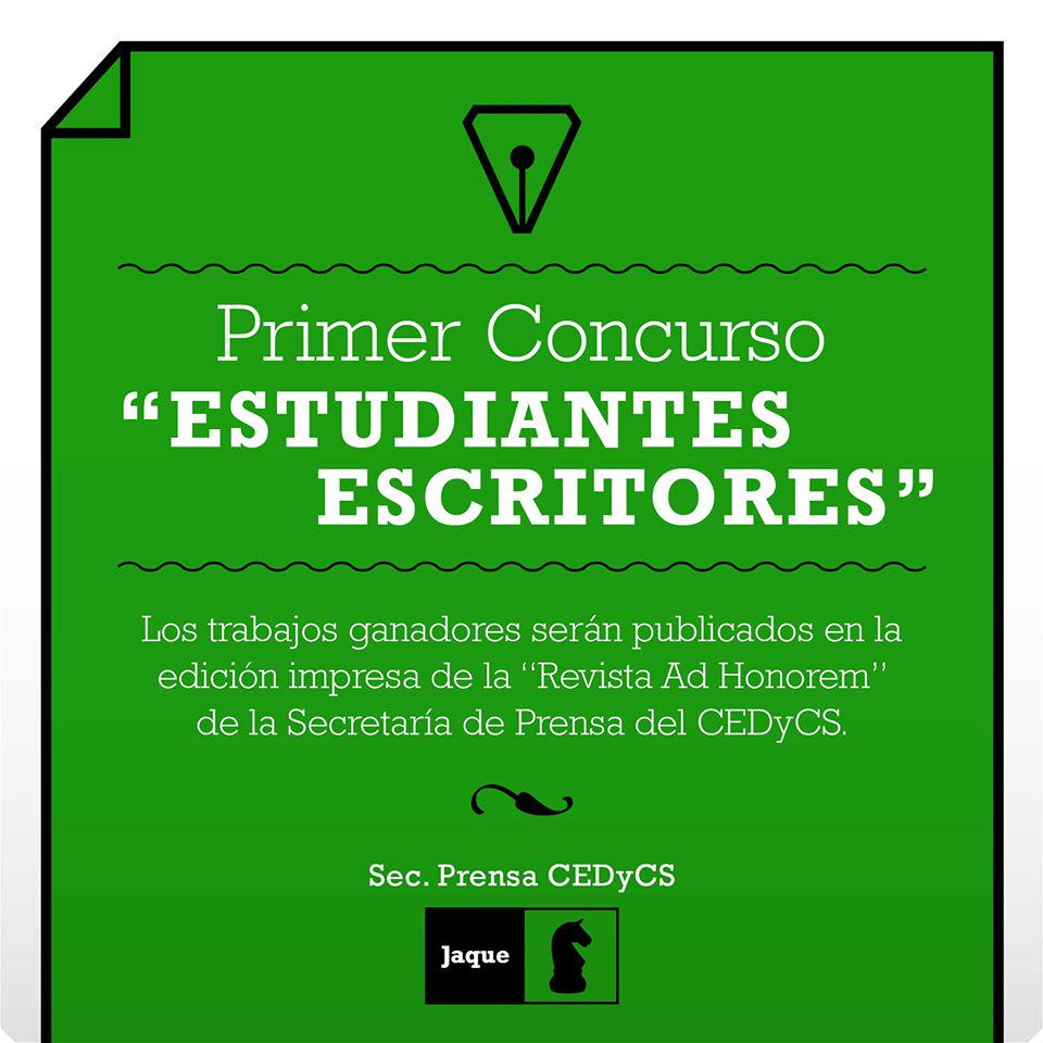 JaqueFcjs's tweet photo. 1er Concurso de “Estudiantes Escritores”. #SecretaríaDePrensa #CEDyCS #EstudiantesEscritores https://t.co/0WrODlcsgF http://t.co/RKSF3cHkHR