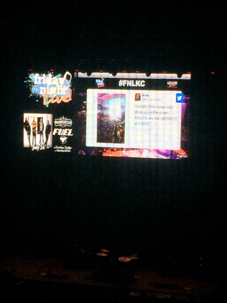 Mr_fain_tastic's tweet image. Hard to see, but I did it mom. I was on the big screen at #FNLKC!!! #tweetinception!
