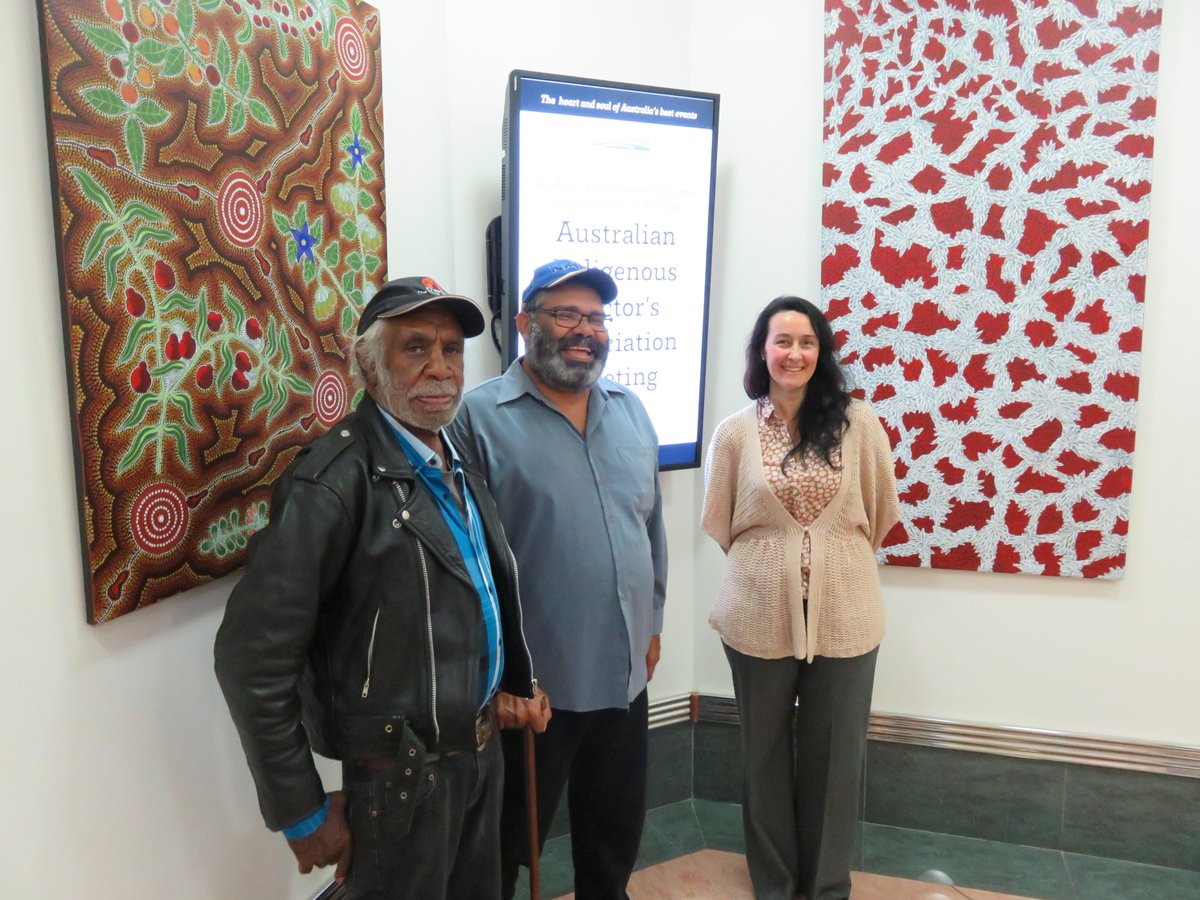 AIDAAustralia's tweet photo. Traditional Owners Peter Wallace and Mick Cambell with AIDA CEO Kate Thomann welcome AIDA's Board meeting to country http://t.co/E34RinGaHI