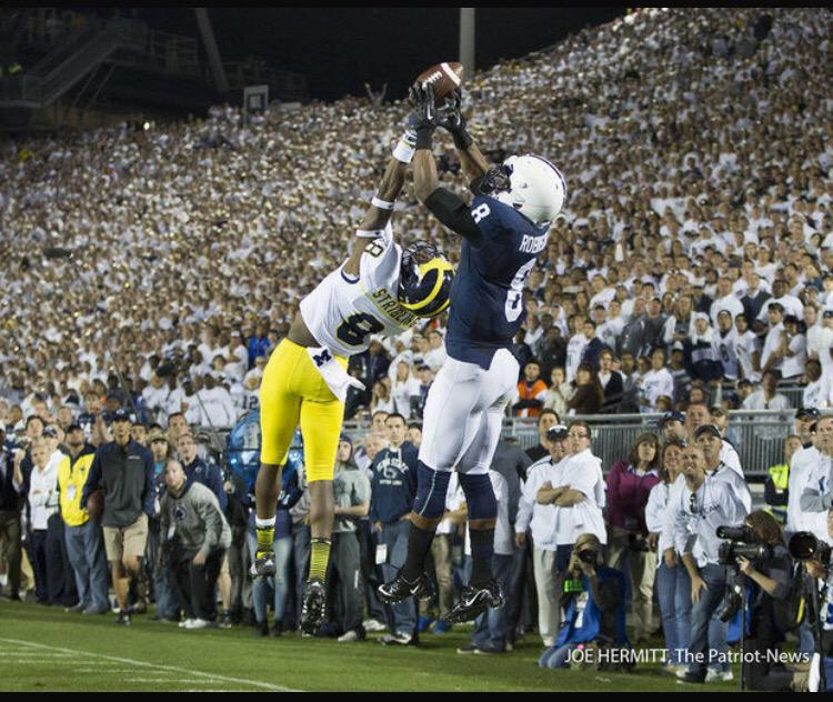 Kj_hamler's tweet photo. Blessed to say my 13th offer came from Penn STATE #we#are#Penn#state🔷🔷🔷⬜️⬜️⬜️🐅🐅🐅@VertHill21 http://t.co/rwKMR45yyY