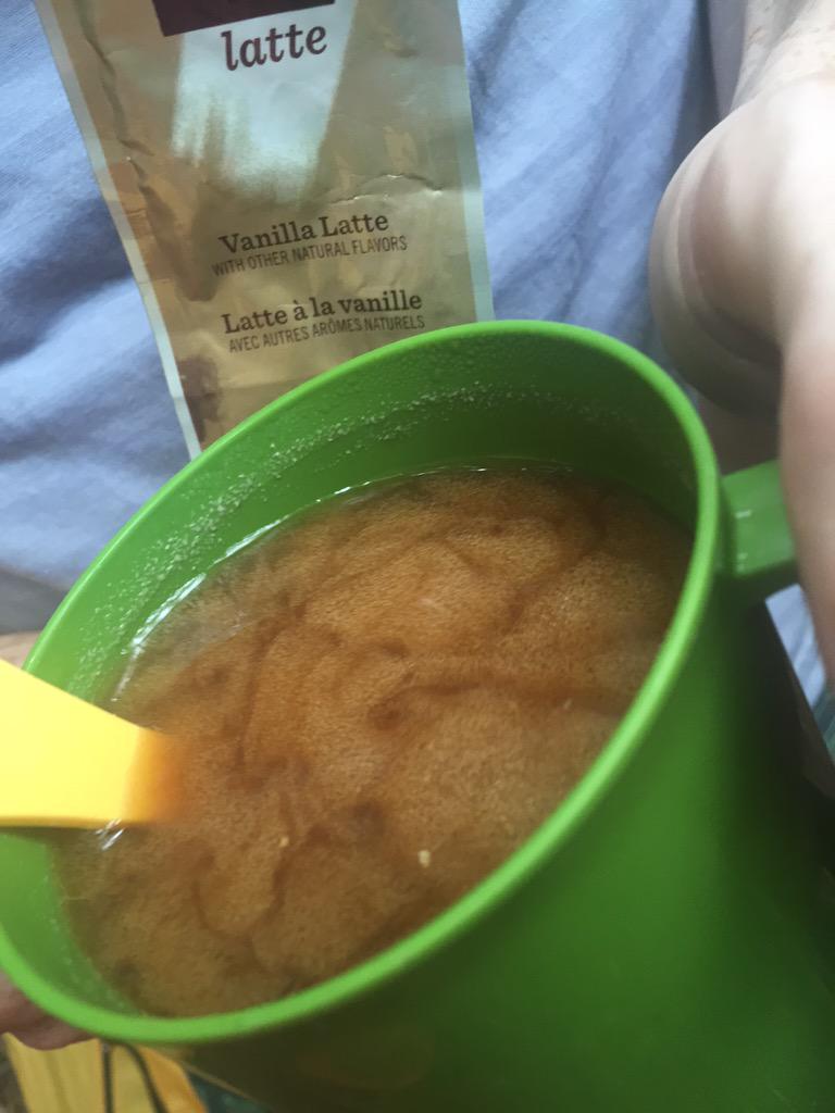 Adamsonjk's tweet photo. I take my GF backpacking in the Mountains. To make things nicer for her, I buy a #Starbucks latte. It is a failure. http://t.co/eKvtMSSFuB