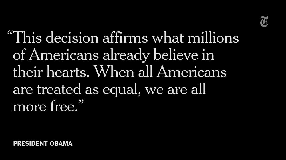 Obama hails the Supreme Court's ruling on same-sex marriage in an emotional statement nyti.ms/1fKfRz3