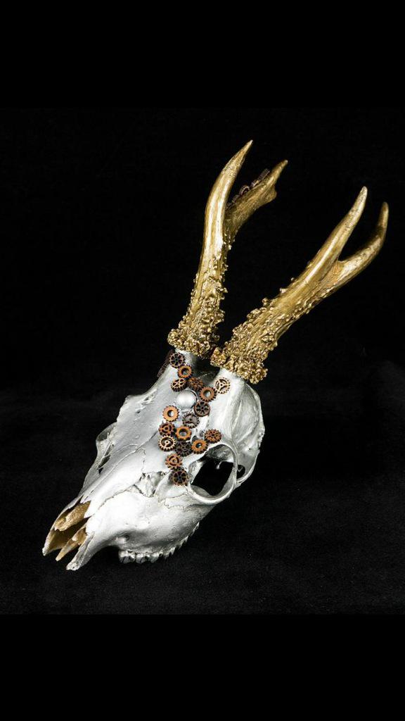 bone_creative's tweet image. Steam punk roe buck skull Stands alone Comes with certificate to ensure will never be a repeated design.£70.00