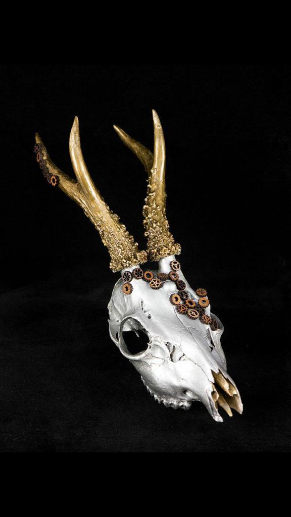 bone_creative's tweet image. Steam punk roe buck skull Stands alone Comes with certificate to ensure will never be a repeated design.£70.00
