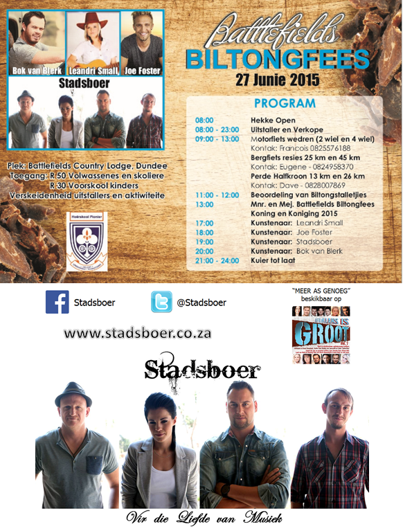 TheMarketingZoo's tweet photo. @Stadsboer is by #BattlefโieldsLodge se Biltongfees in Dundee saam met @BokvanBlerkReal en @JoeFosterMusiek! #joinons http://t.co/2pxy8YLsiN