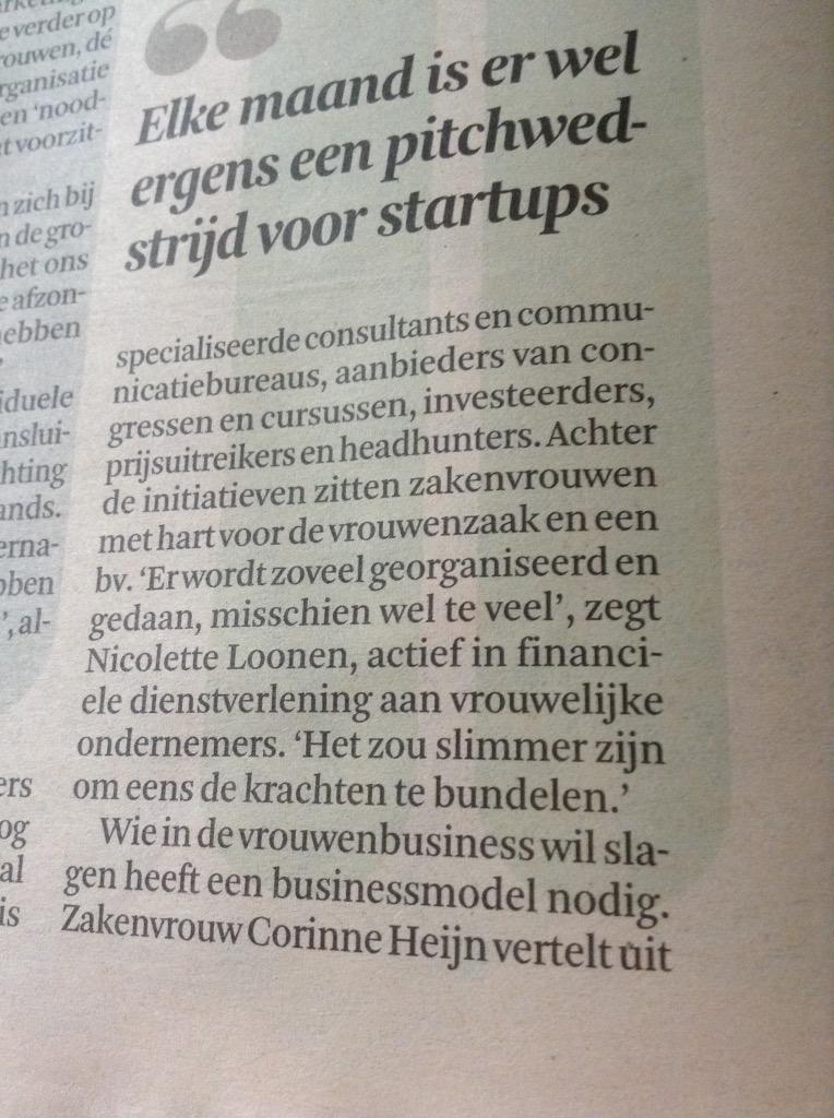 veracommunity's tweet photo. Vandaag in bijlage bij FD. @NicoletteLoonen over #investeren in #vrouwen en samenwerken #crowdfunding #zakenvrouwen http://t.co/NnptY5bIDD
