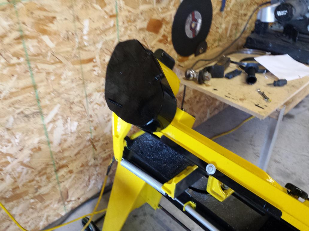 Custom made belt cover for the newly painted saw.