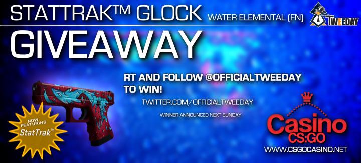 Mrtweeday's tweet image. StatTrak™ Glock Water Elemental (FN) Giveaway! RT+Follow to win. Winner drawn in 1 week live twitch.tv/mrtweeday