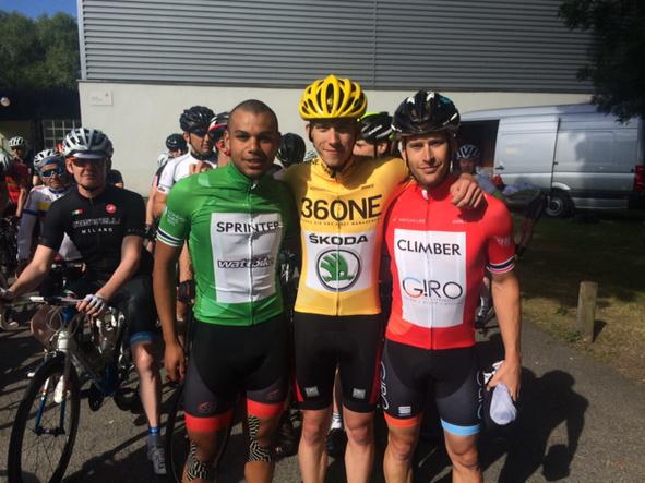 Hotchillee's tweet photo. Jersey holders stage 3 #nolimits @36ONE @wattbike @shameegsalie @MatthewExley @SKODAUK @GIRO_Cycles http://t.co/s8OqYrY2Ra