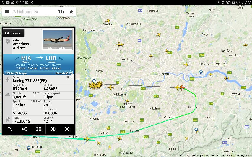 tonycarroll's tweet photo. Odder. #AA56 & #KU118 within 500' of each other on Heathrow final #7700 Mode S problems? http://t.co/BrDIZ3BVN5
