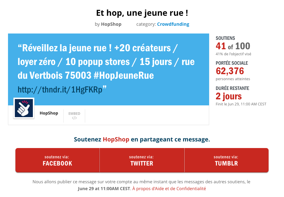 hopshop_fr's tweet image. Cliquez ici, donnez 1 tweet à La Jeune Rue. Le 29 à 11h, parlons d’1 seule voix ! thndr.it/1SK4pBy #HopJeuneRue