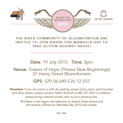 NelsonMandela's tweet photo. SA celebs get their hands dirty for Bikers for #MandelaDay 2015 https://t.co/BrUN2zR30m #Time2Serve #SayNoToAbuse http://t.co/znmzLn2Yc0