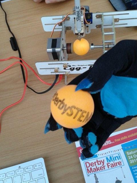 DerbySTEMpunk's tweet photo. Thank you @SilkMillDerby for our STEMpunk pingpong ball! What will you design? @UTCDerby http://t.co/l9sWvCZBHn