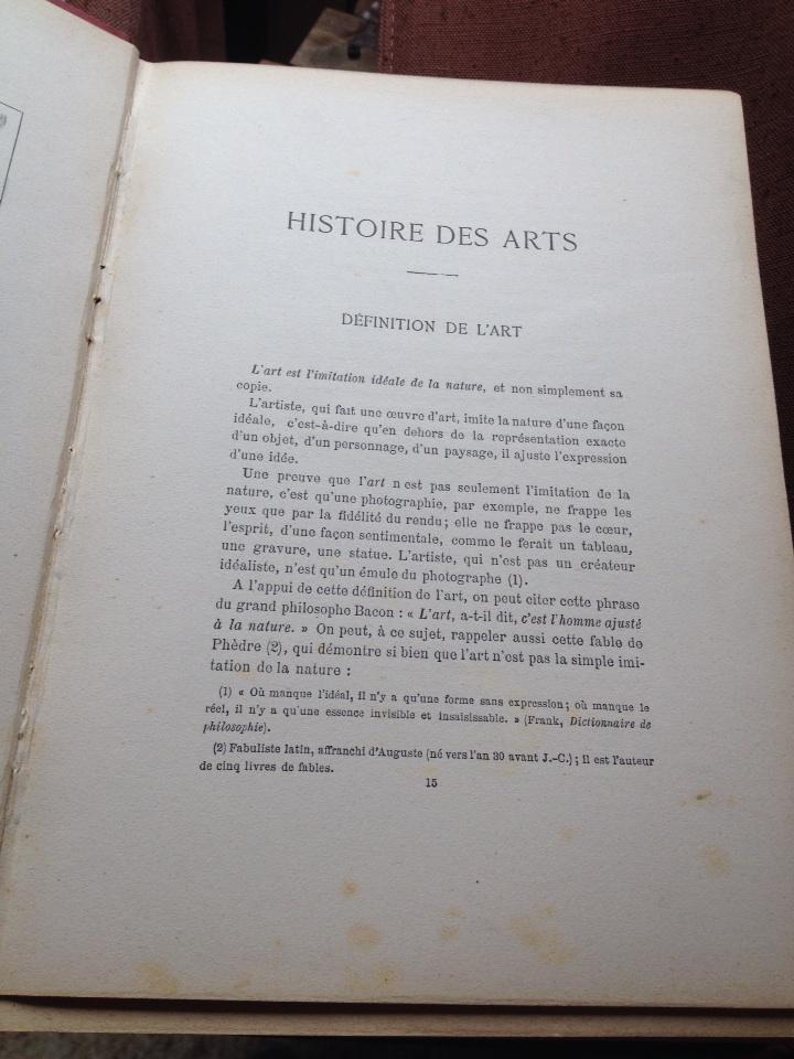 Definition de l'#art de 1820 trouvée dans le grenier