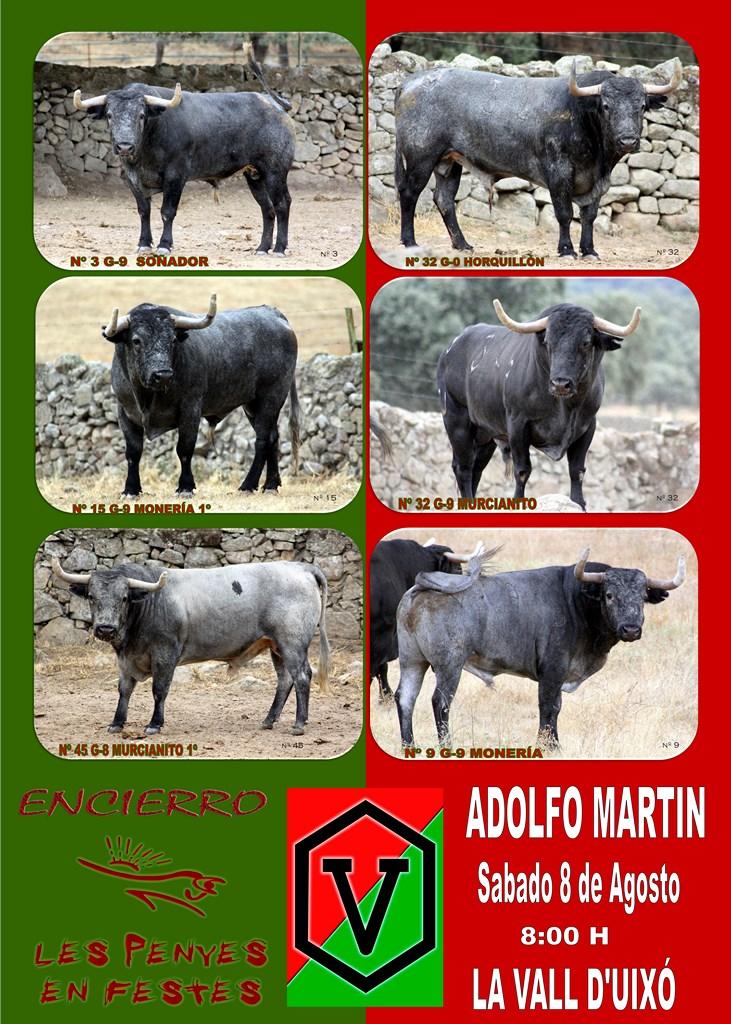 El dia 8 de Agosto estos 6 toros de <a href="/aadolfomartin/">Adolfo Martin</a> recorreran las calles de Vall de Uxó @penyes2015 <a href="/LPeFESTES/">Les Penyes en Festes</a>