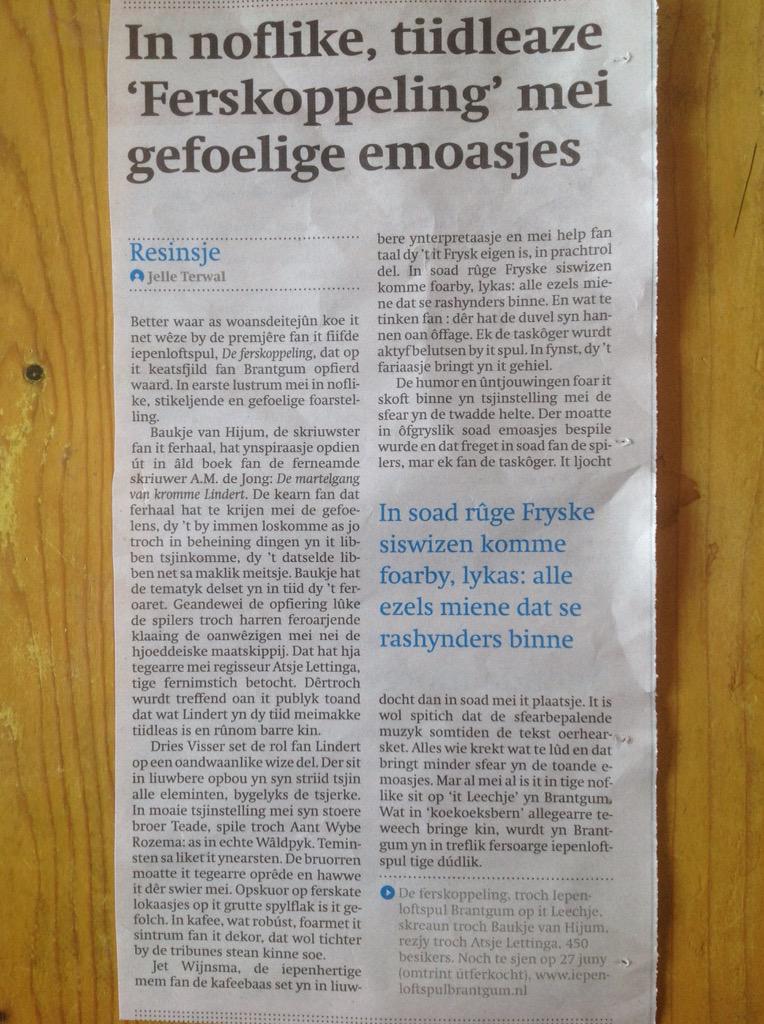 Ek it FD posityf oer #deFerskoppeling