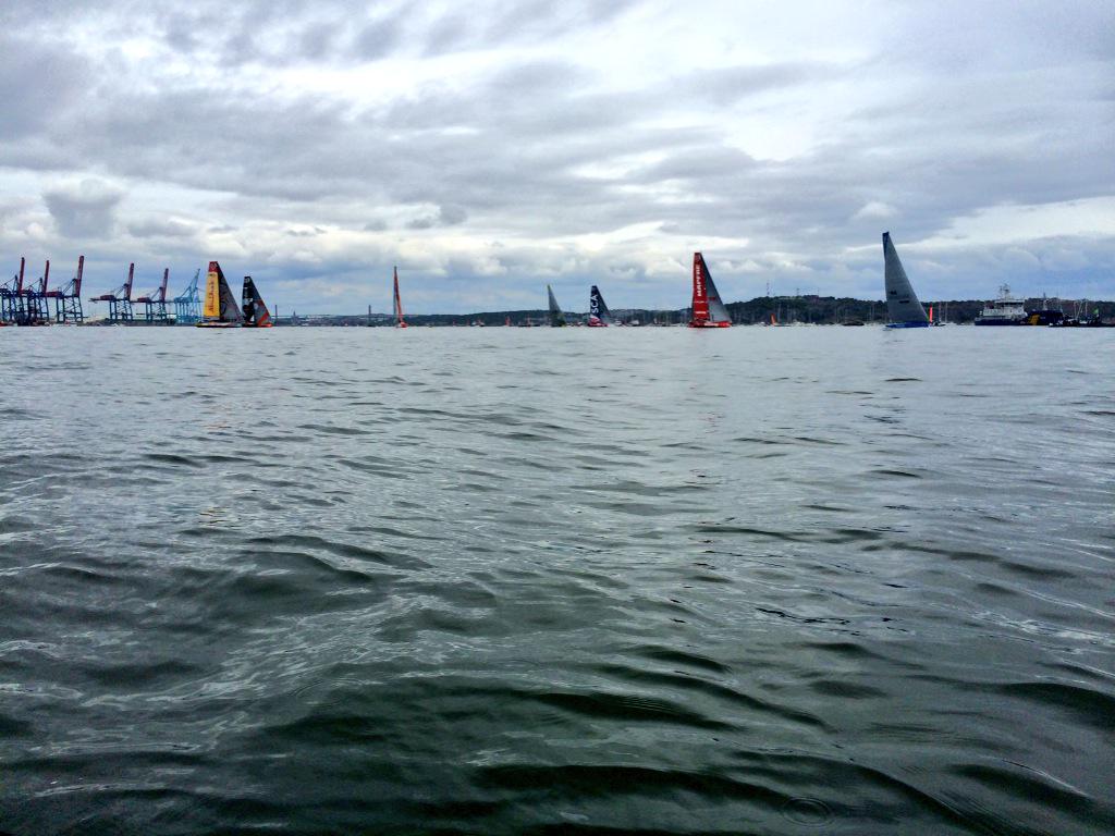 The sea is glassy and still as the leading boats approach the first mark #VOR #rib