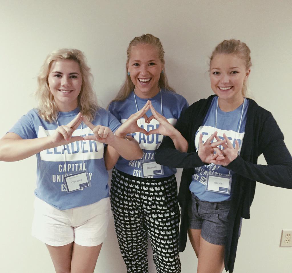 CapitalFSL's tweet photo. Meet some of your Greek Orientation Leaders! They are excited to meet you at #CapSO15 today! #ThrowWhatYouKnow http://t.co/x5sBI3jFXk