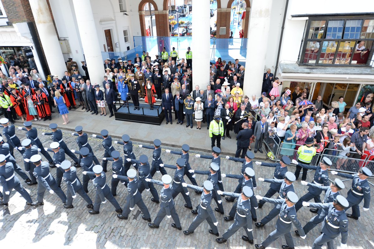ArmedForcesDay's tweet image. Here's an overhead shot of @TheDukeOfYork taking the @RoyalAirForceUK salute earlier in Guildford!