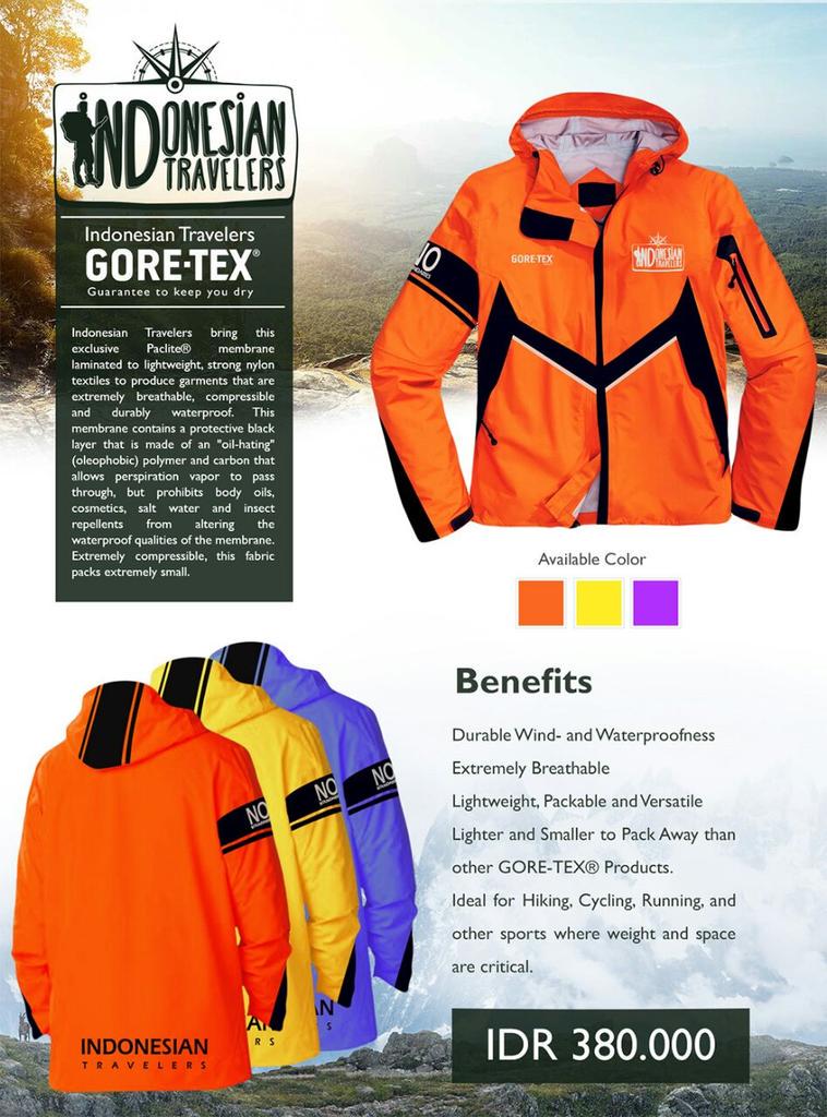Indonesian Travelers present: IT Gore tex jacket
Very limited only 2,5 dozen.
Y: 12 pcs V: 12 pcs O: 6 pcs