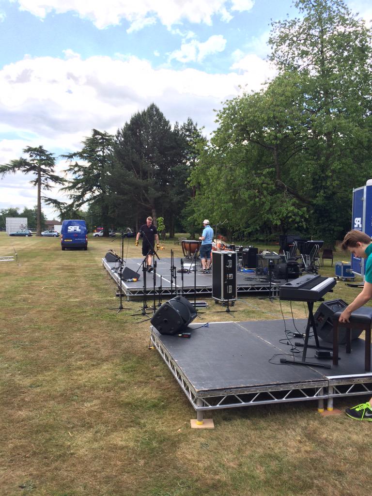 LeightonParkMus's tweet photo. Staging area starting to take shape. Just over 3 and 1/2 hrs to go!!! @LPSchool #mfase #lpconcerts http://t.co/Iz97ryASjj
