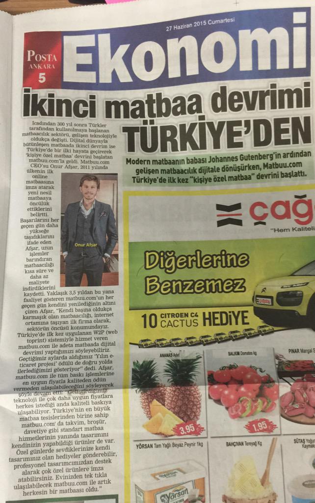 bensmedya's tweet photo. .@Matbuucom dan İkinci matbaa devrimi @postacomtr gazetesinde #matbuu #afspr @onurafs http://t.co/X3uuoS7SE4