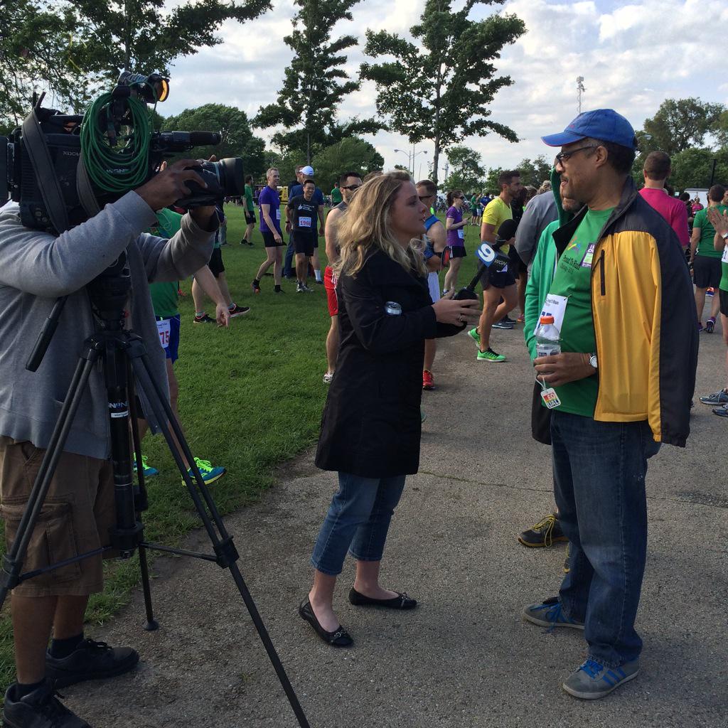 ProudToRun's tweet photo. Hey @WGNNews we're glad you're here! We are ready for our close up! #2000runners #PTR2015 #proudtorun http://t.co/p7FJPQtHXI