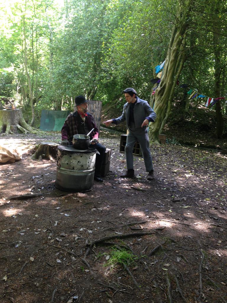 Fagin in the woods. #DukesParkShow Oliver Twist. The tech has begun. ( lovely day for it!)