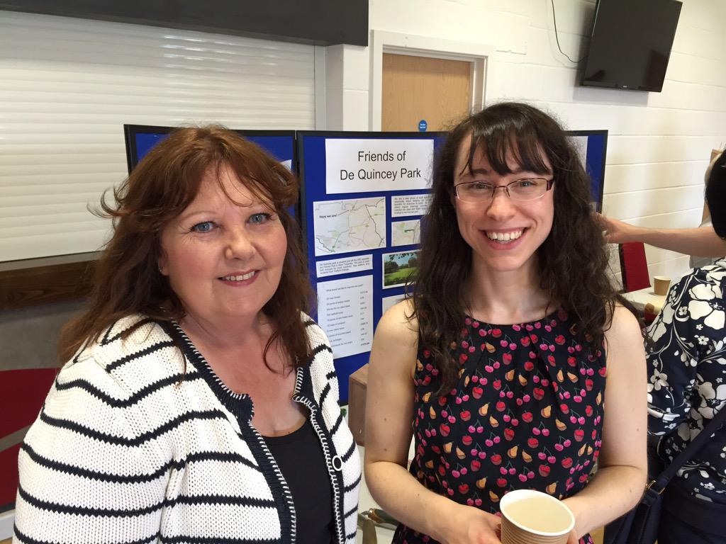 Cllr Mrs Western and Sarah Keen supporting Friends of De Quincey Park #broadheath ward <a href="/ThriveTrafford/">Thrive Trafford</a> grants event