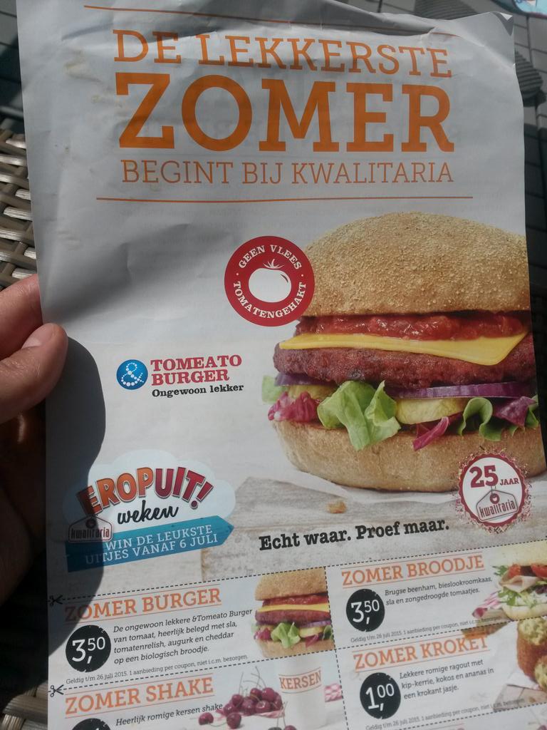 Jullie voegen daad bij woord @Kwalitaria . Heel goed. #reclame #TomeatoBurger <a href="/KwalitariaLeids/">KWLeidschenhage</a>
