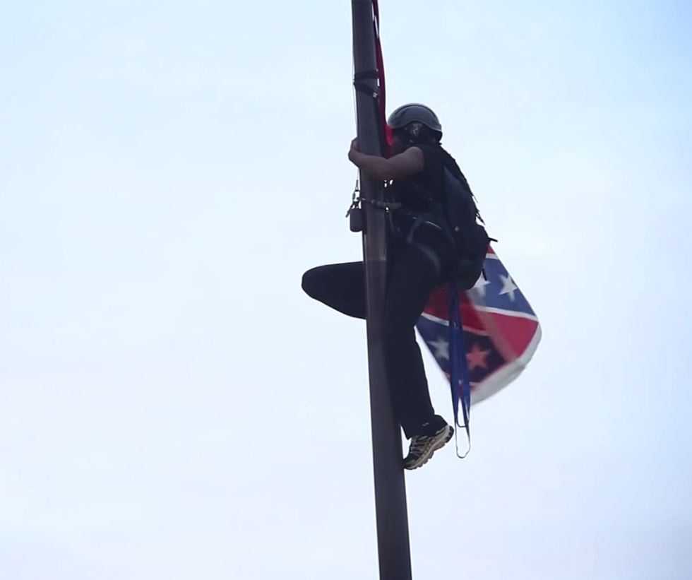 splcenter's tweet image. The moment the Confederate flag came down in Columbia, SC. #KeepItDown #FreeBree sp.lc/OS8KF